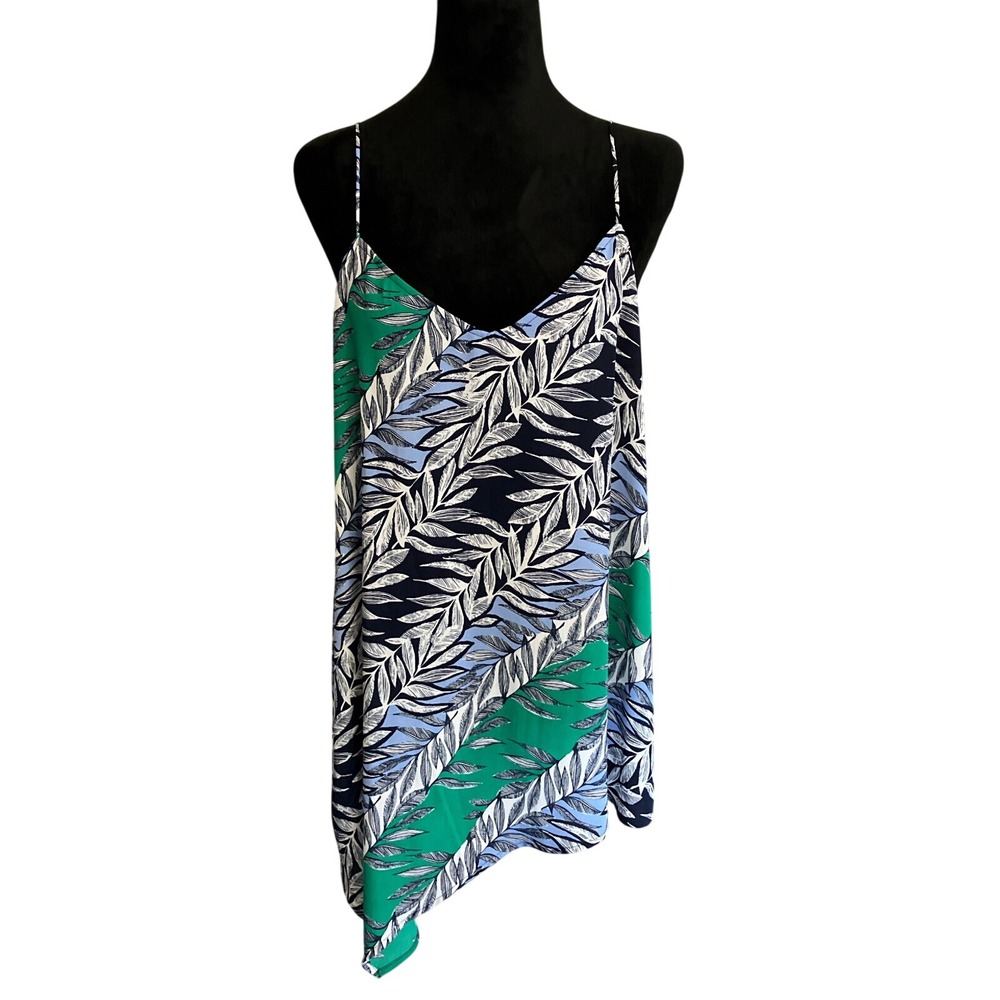 Laundry by Shelli Segal flowy asymmetrical camisole blue & green print size 8